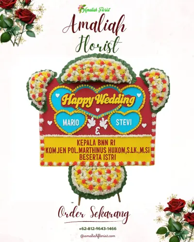 Karangan Papan Bunga Pernikahan di Bula